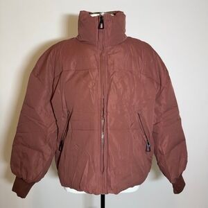 Fashion Oversized Cropped Puffer Jacket Coat Winter Rust Womens Sz Small/Medium